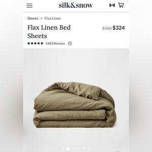 $366.12 Silk&Snow 100% Flax Linen Olive Green Duvet Cover in King